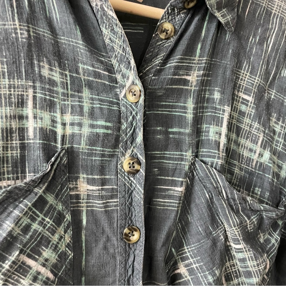 FREE PEOPLE Blue and Turquoise Button Down Blouse - Picture 4 of 6